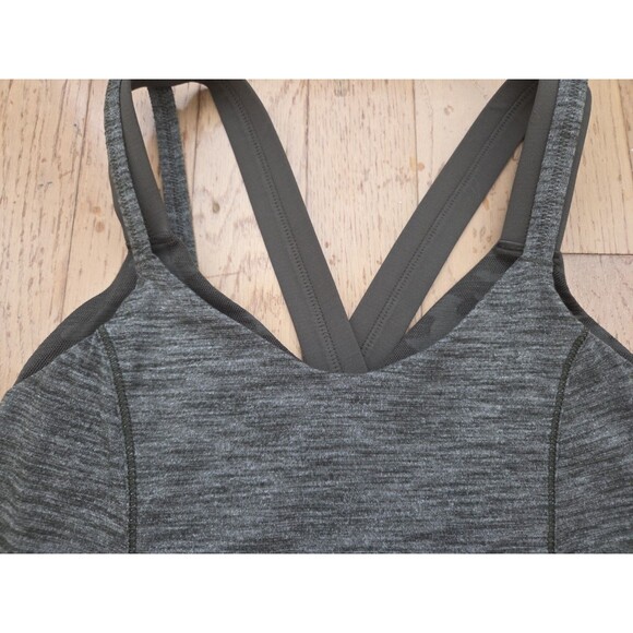 Lululemon Run For The Gold Tank Heathered Gator Green Camo Built in Bra Size 4 - Picture 2 of 4